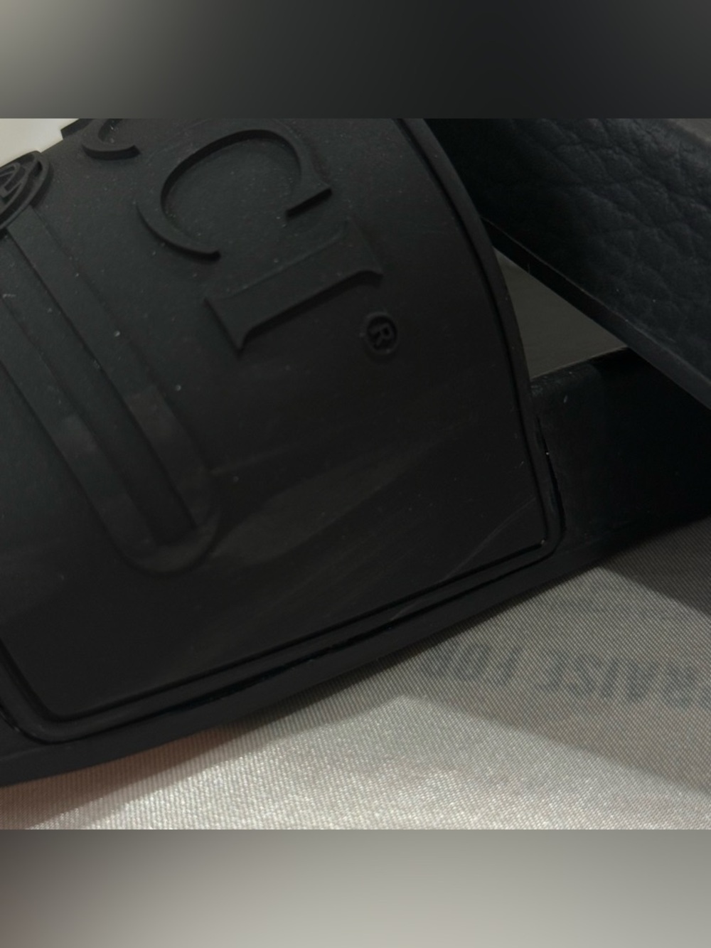Gucci Logo Rubber Slides Sandals Size 5 Black Lounge Streetwear Edgy Comfy - Picture 11 of 15